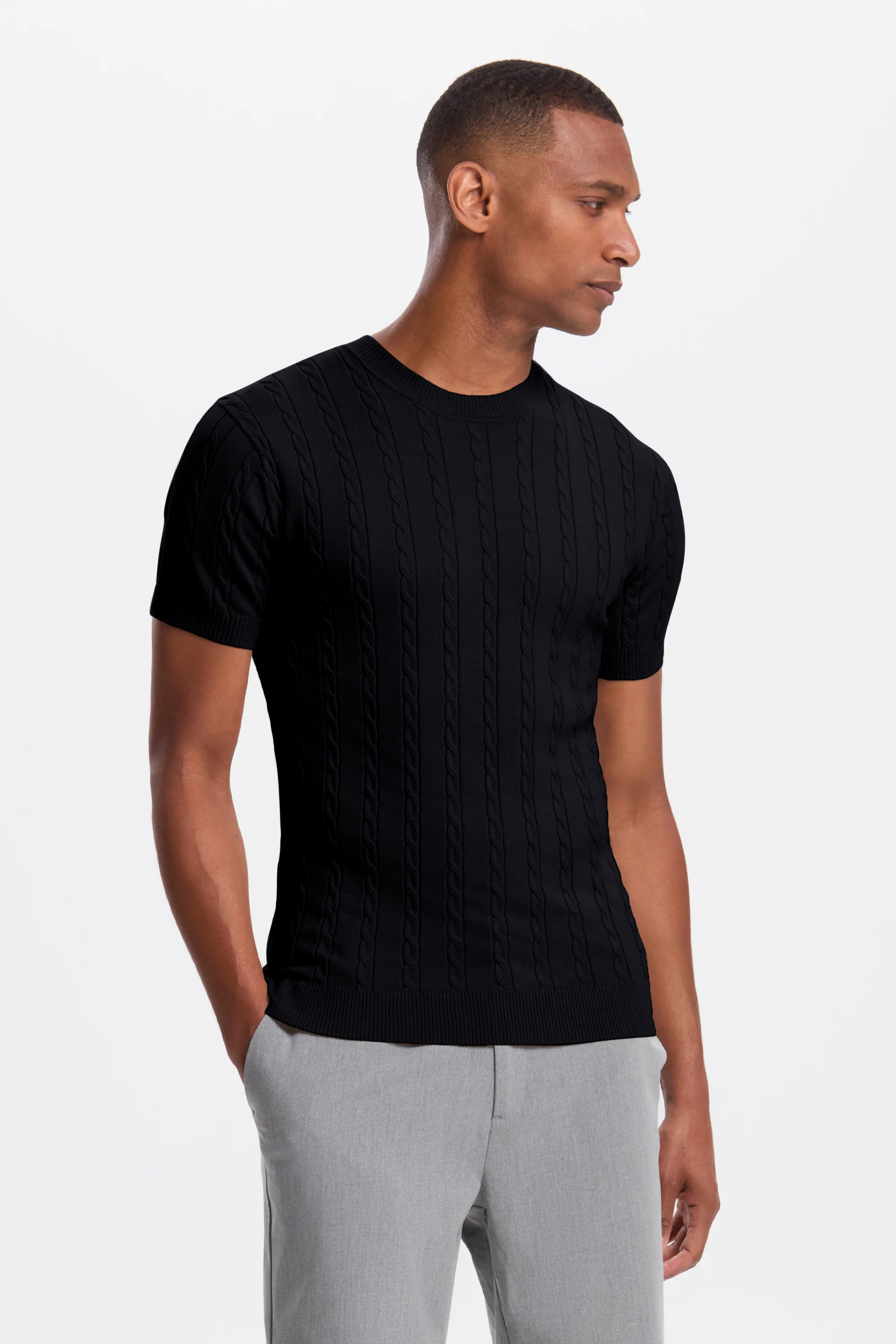 ZARVI CABLE SHORT SLEEVE T-SHIRT