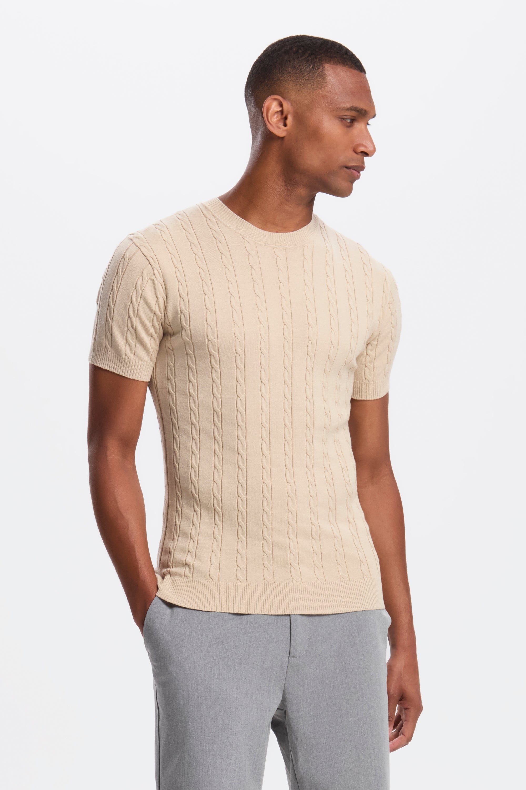 ZARVI CABLE SHORT SLEEVE T-SHIRT