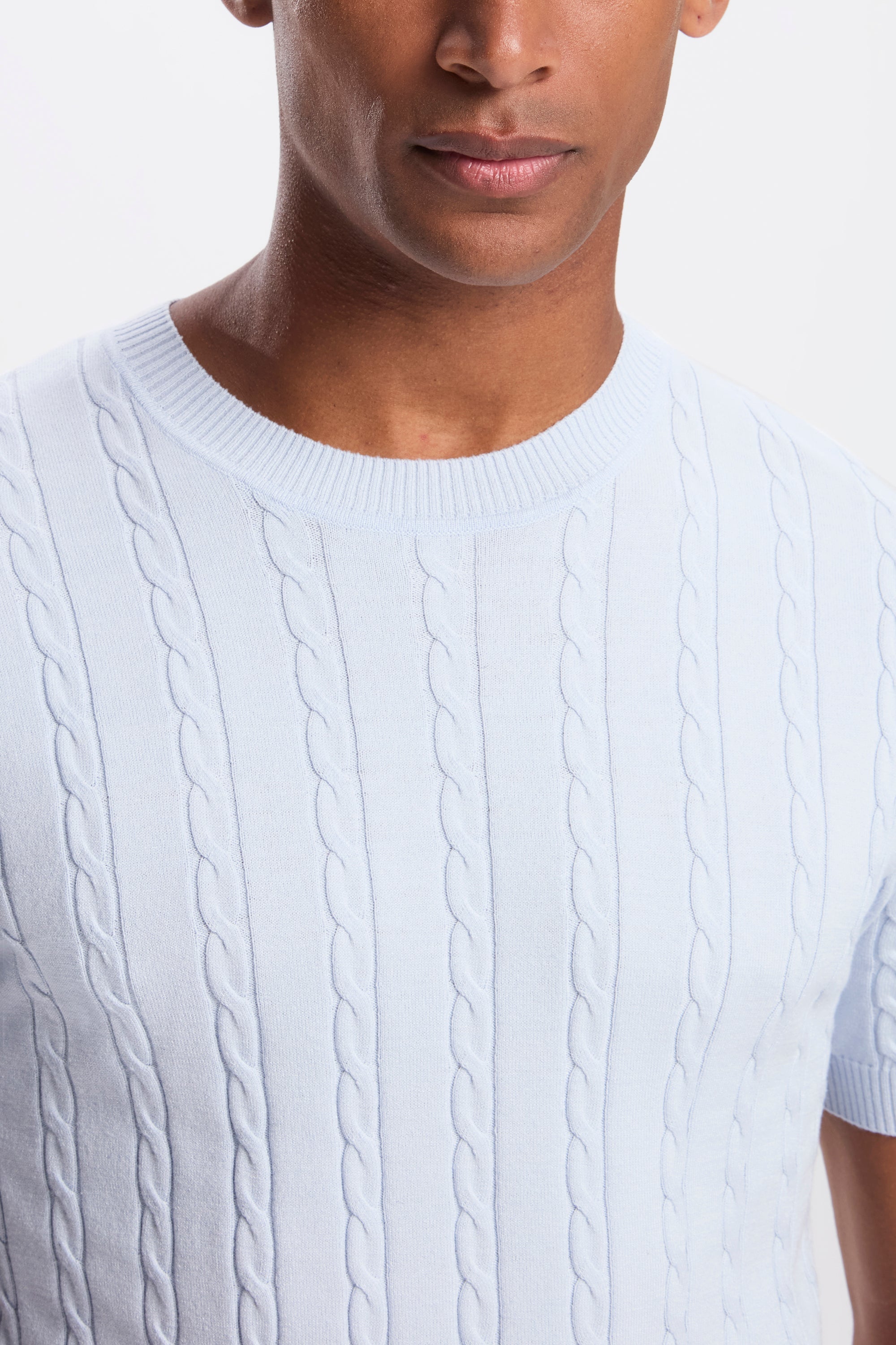 THE CABLE SHORT SLEEVE T-SHIRT - Mild Blue