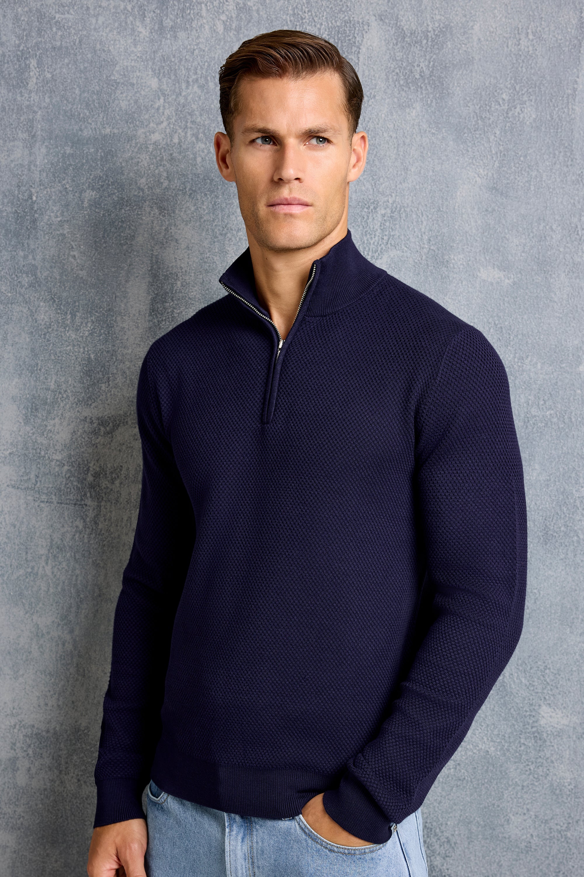 ZARVI FABIO QUARTER ZIP SWEATER