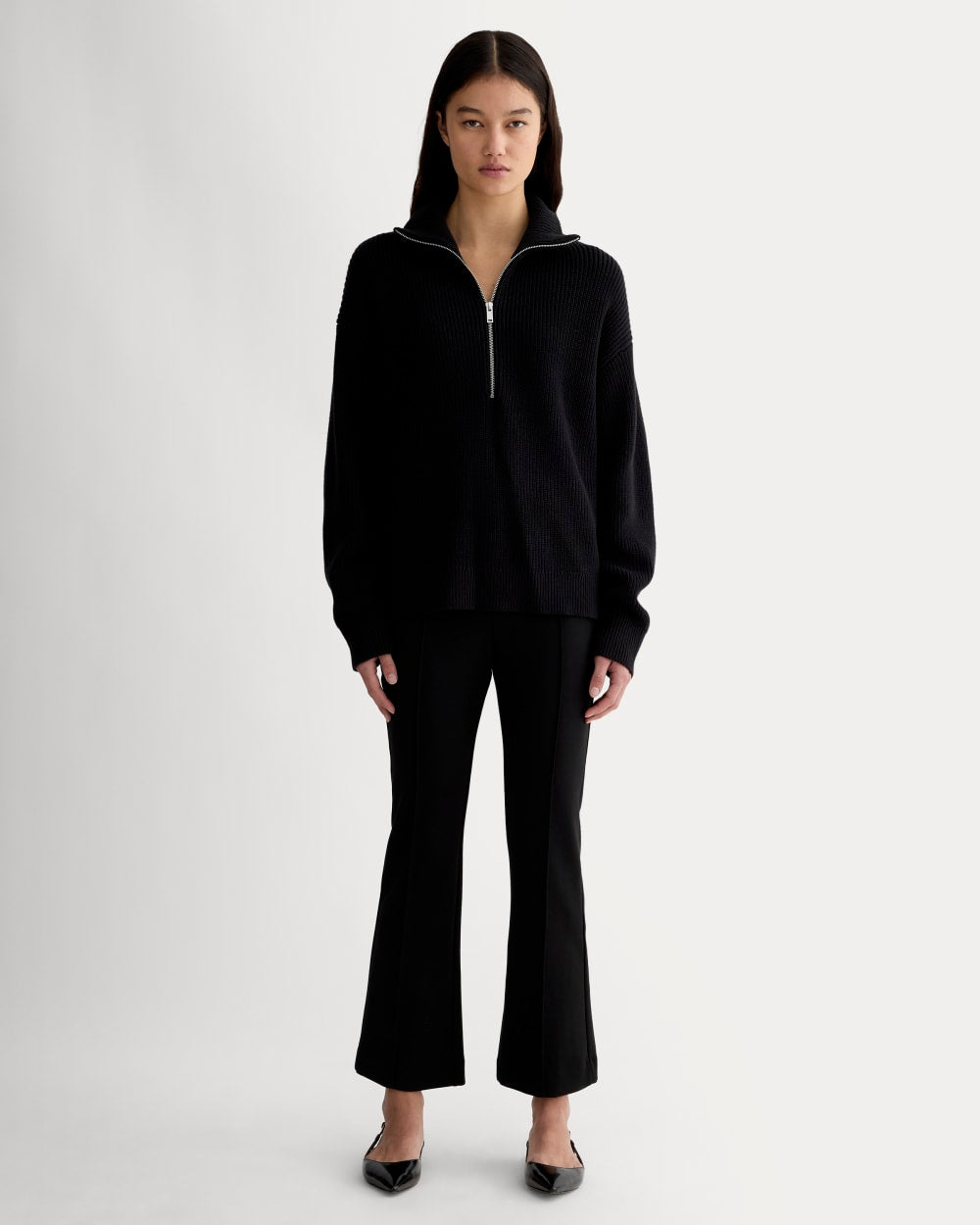 The Half-Zip in Everyday Cotton | Black