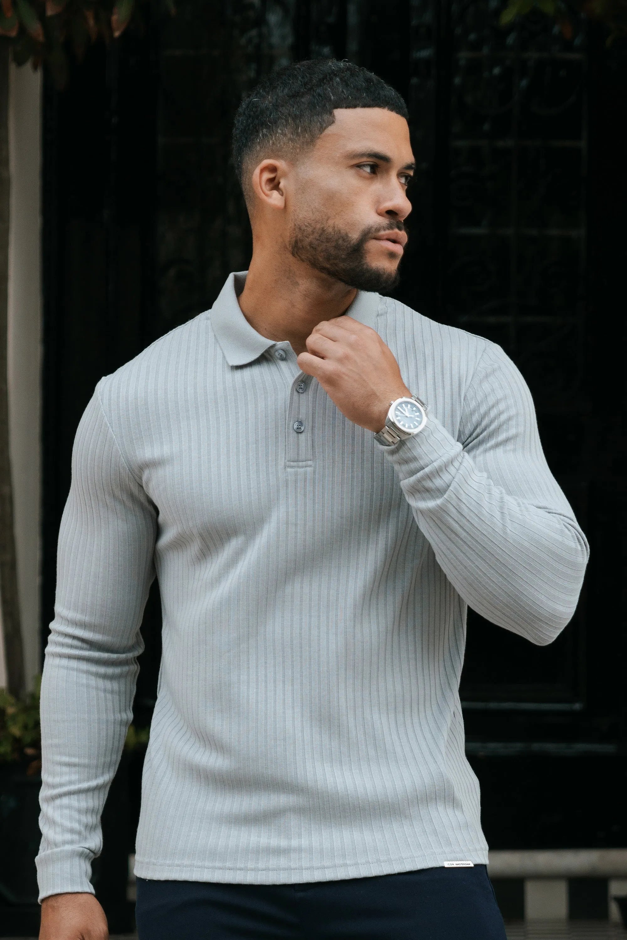 ZARVI RIBBED LONGSLEEVE POLO