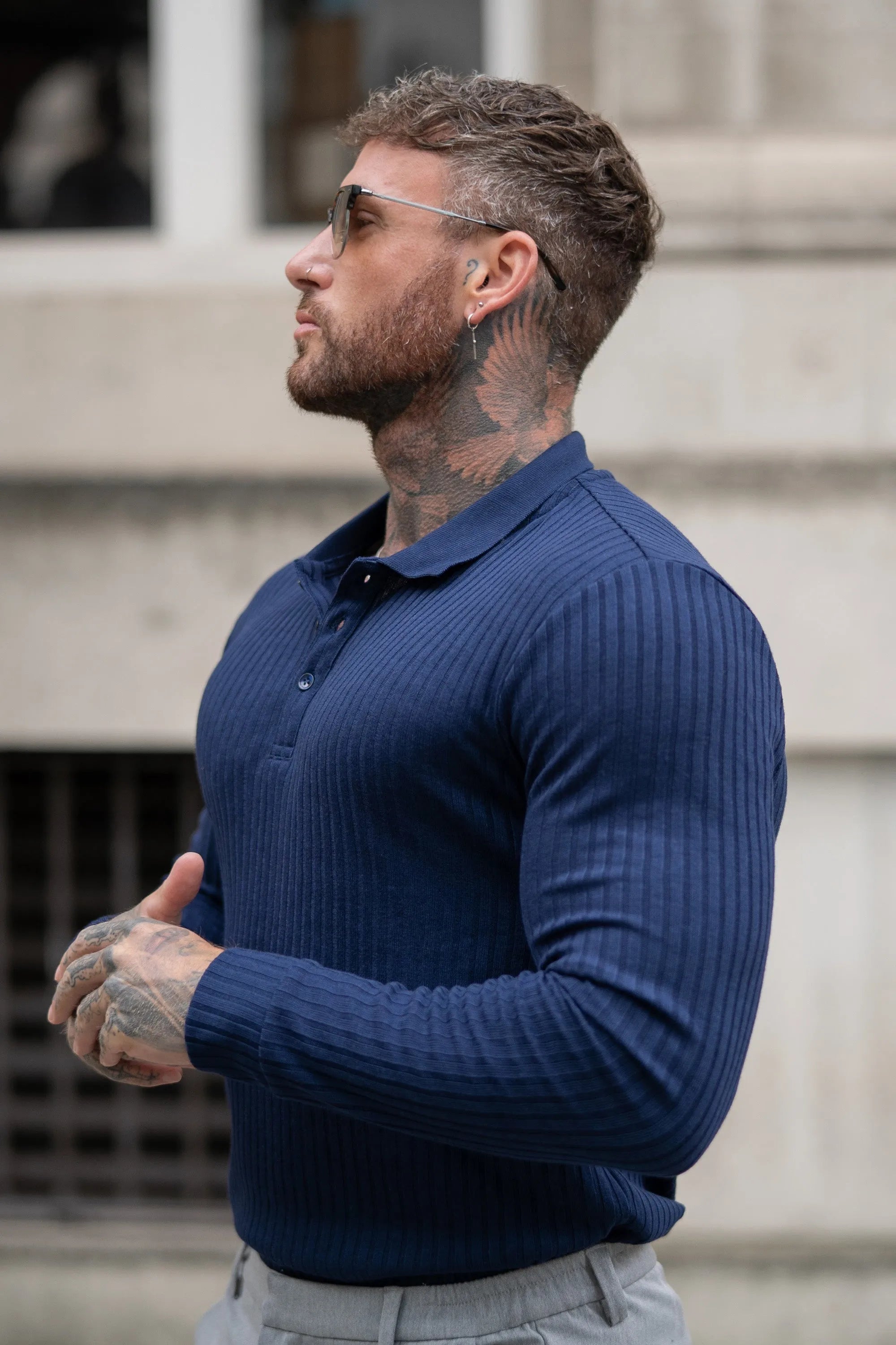 ZARVI RIBBED LONGSLEEVE POLO