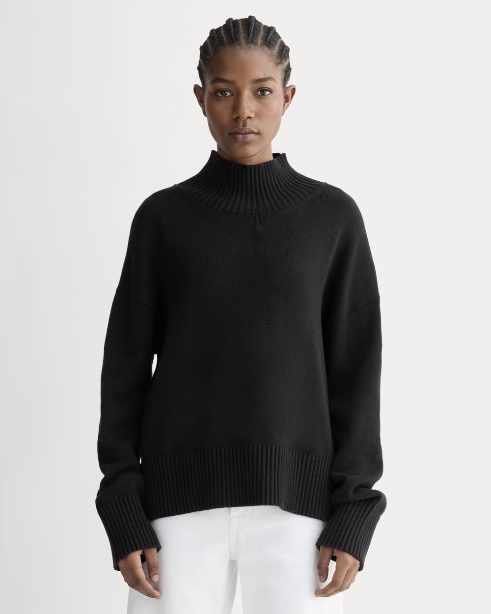 The Boxy Turtleneck in Everyday Cotton | Black
