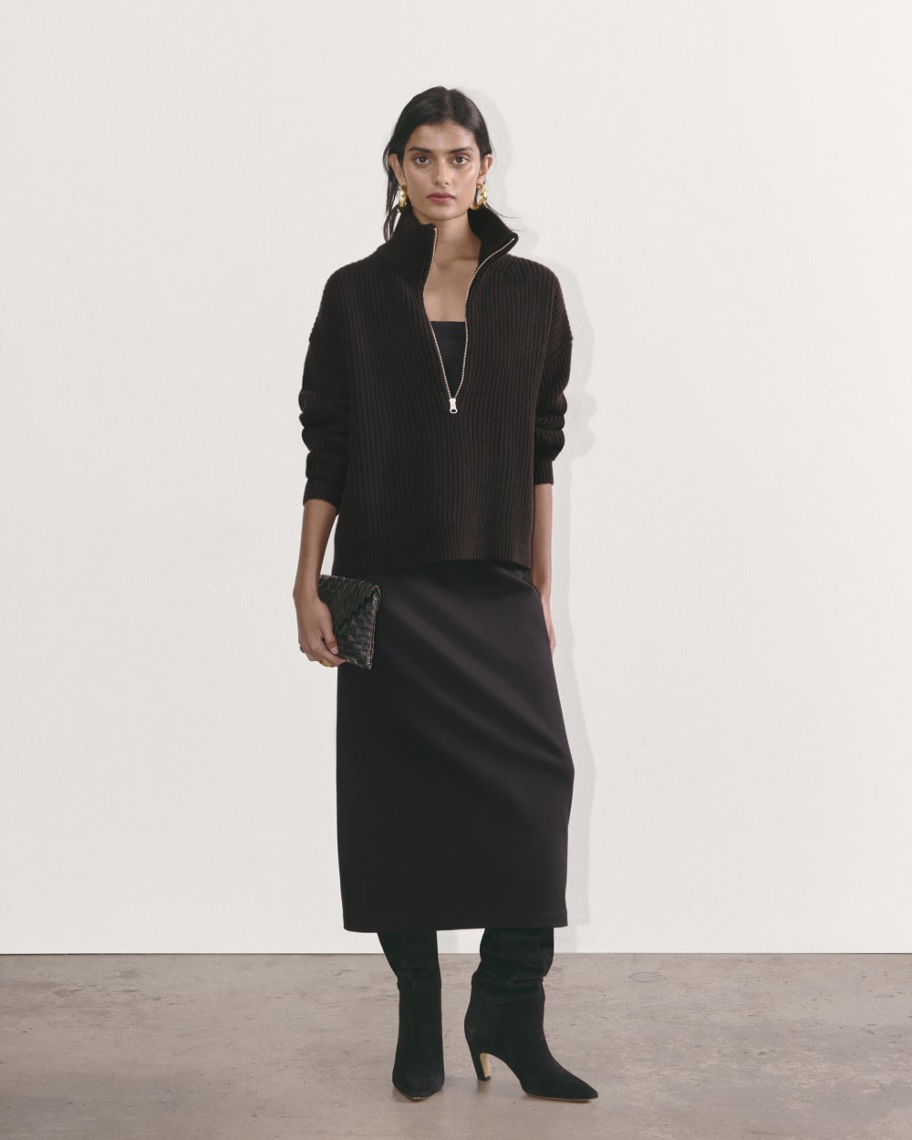 The Half-Zip Sweater in Luxe Merino | Black