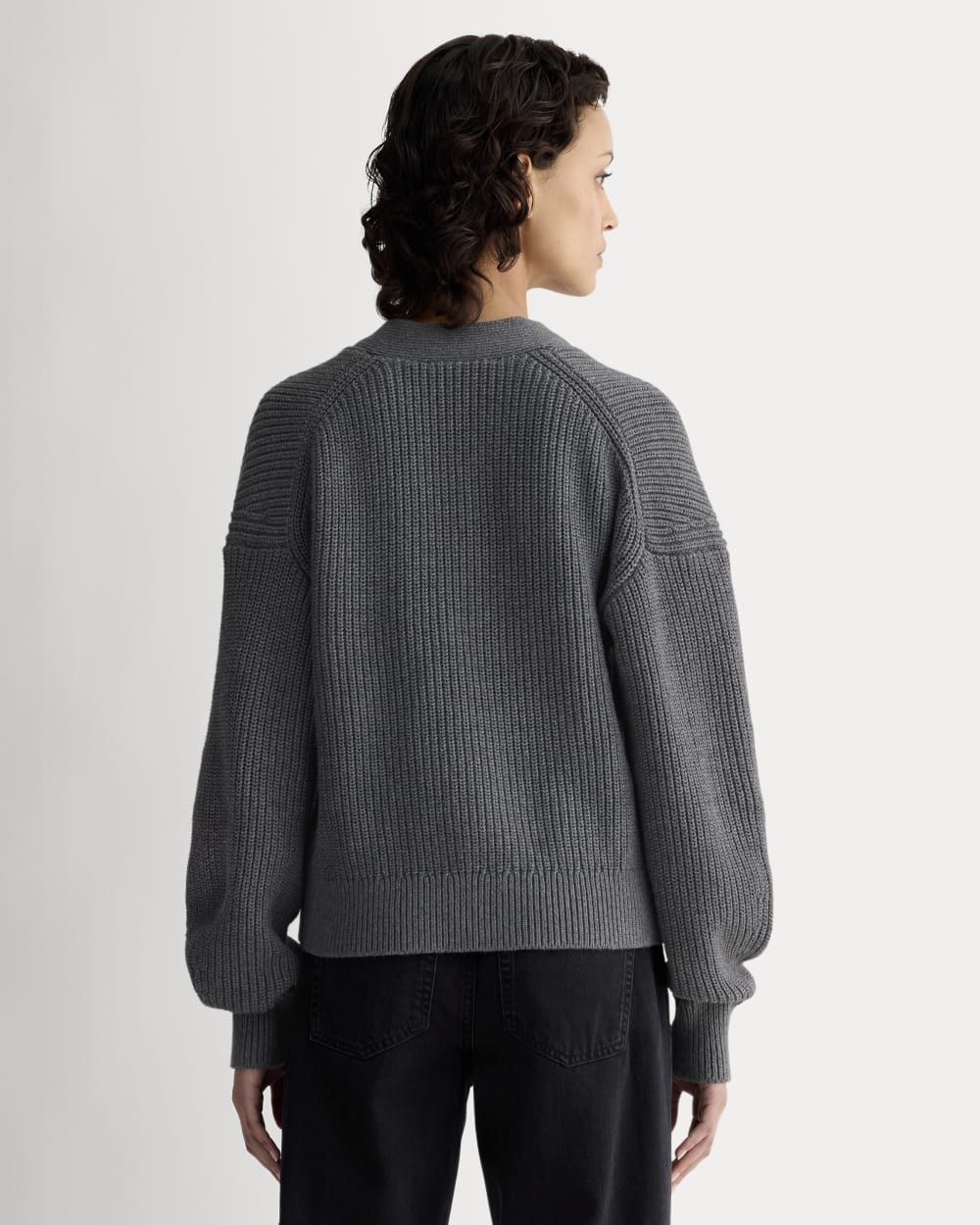 The Boxy Cardigan in Everyday Cotton | Heathered Charcoal